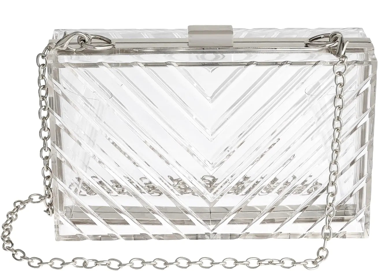 Clear Purse Acrylic Clear Clutch Bag Clear Bag Stadium Approved (Silver)