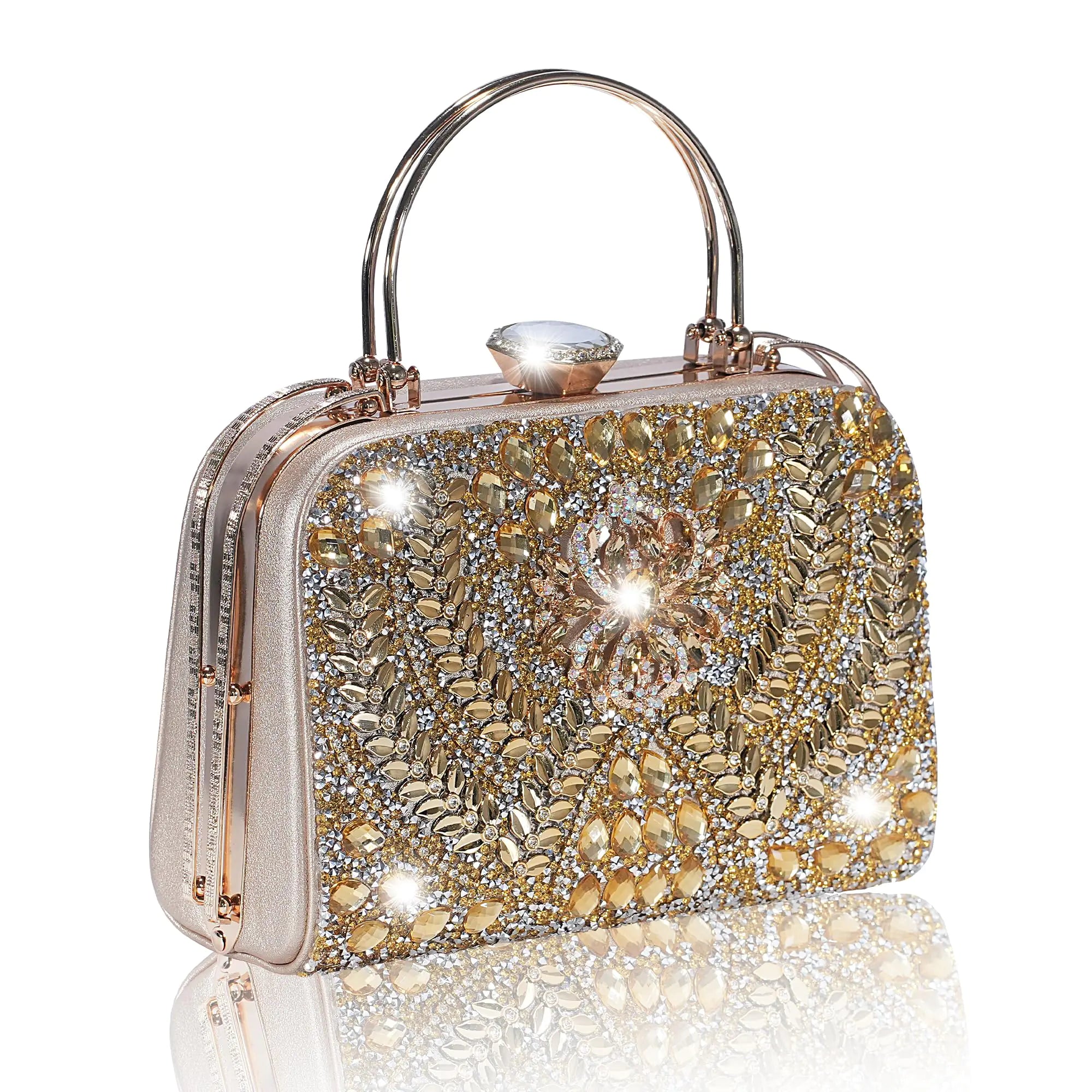 Rhinestone clutch Purse (Gold)